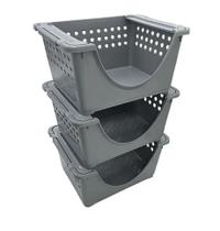 Conjunto 3 Organizadores Guarda Tudo Empilhável Cinza Conjunto 3 Organizadores Guarda Tudo Empilhável Cinza