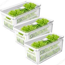 Conjunto 3 Organizadores Hermético De Geladeira 5 Litros Cesto Escorredor Clear Fresh - Natural Conjunto 3 Organizadores Hermético De Geladeira 5 Litros Cesto Escorredor Clear Fresh - Natural