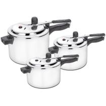 Conjunto 3 Panela de Pressao 2,5 Litros - 4,5 Litros e 7 Litros Polida - Kit 3 Peças