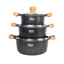 Conjunto 3 Panelas De Alumínio Ceramico Com Tampas de Vidro Conjunto 3 Panelas De Alumínio Ceramico Com Tampas de Vidro