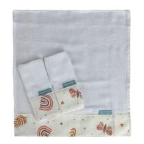 Conjunto 3 Paninhos Fraldinha de Boca Bebê Hippie Chic