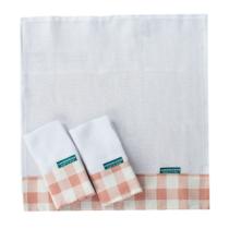 Conjunto 3 Paninhos Fraldinha de Boca Bebê Xadrez Rosê