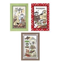 Conjunto 3 Panos de Copa Felpudo Prata Estampado Coffe Conjunto 3 Panos de Copa Felpudo Prata Estampado Coffe