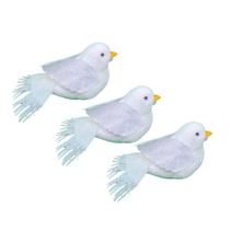 Conjunto 3 Pássaros Decorativo Natal Glitter Branco Furta Cor 8cm - Art Christmas Conjunto 3 Pássaros Decorativo Natal Glitter Branco Furta Cor 8cm - Art Christmas