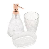 Conjunto 3 Pçs para Banheiro de Vidro Elegant Rose Dourado Lyor