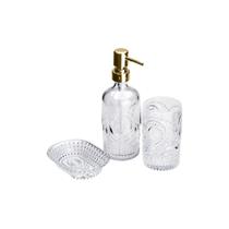 Conjunto 3 Pçs para Banheiro de Vidro Pierre Dourado Lyor