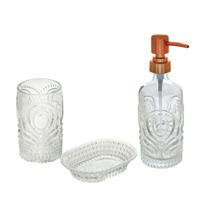 Conjunto 3 Pçs para Banheiro de Vidro Pierre Gold Rose Lyor
