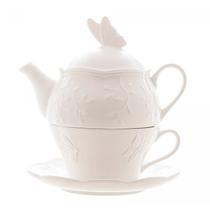 Conjunto 3 pçs para Chá em Porcelana New Bone Butterfly Flower 220136 - Lyor Conjunto 3 pçs para Chá em Porcelana New Bone Butterfly Flower 220136 - Lyor