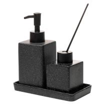 Conjunto 3 Peças Banheiro Acessório Bancada Pia Cinza Lyor
