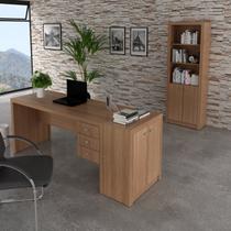 Conjunto 3 Peças com Escrivaninha 3 Gavetas, Estante e Armário Multiuso Baixo 2 Portas Conjunto 3 Peças com Escrivaninha 3 Gavetas, Estante e Armário Multiuso Baixo 2 Portas