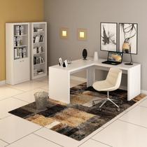Conjunto 3 Peças com Mesa para Escritório em L, Estante Livreiro Aberta e com 2 Portas Conjunto 3 Peças com Mesa para Escritório em L, Estante Livreiro Aberta e com 2 Portas