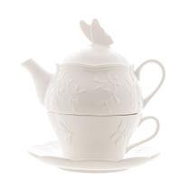 Conjunto 3 Peças em Porcelana New Bone Butterfly Flower lyor Conjunto 3 Peças em Porcelana New Bone Butterfly Flower lyor