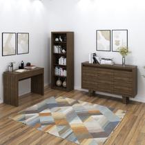 Conjunto 3 Peças Escrivaninha, Estante e Armário Baixo 3 Portas Tabaco