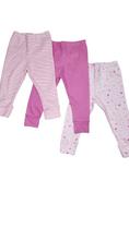 Conjunto 3 Peças Kiko Baby Mijão Calça Infantil Bebê Menina C/ Pé Reversível Confortável Rosa
