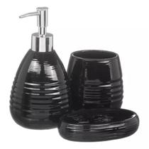 Conjunto 3 Peças Lavabo Banheiro Dispenser Líquido Escova