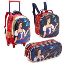 Conjunto 3 Peças Material Escolar Princesa Mochila de Rodinhas + Lancheira Térmica + Estojo Porta Caneta Giz Lápis Menina Criança Aulas Resistente Conjunto 3 Peças Material Escolar Princesa Mochila de Rodinhas + Lancheira Térmica + Estojo Porta Caneta Giz Lápis Menina Criança Aulas Resistente