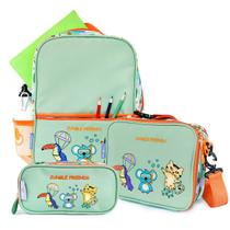 Conjunto 3 Peças Mochila, Estojo E Bolsa Térmica Infantil Masculino Jungle Friends Milk&Moo Conjunto 3 Peças Mochila, Estojo E Bolsa Térmica Infantil Masculino Jungle Friends Milk&Moo
