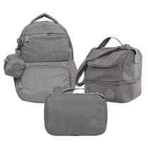 Conjunto 3 Peças Mochila + Estojo + Lancheira Térmica Escolar Viagem Estilo Marmita Resistente Ergonômica - Wincy