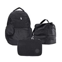 Conjunto 3 Peças Mochila + Estojo + Lancheira Térmica Escolar Viagem Estilo Marmita Resistente Ergonômica - Wincy