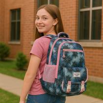 Conjunto 3 Peças Mochila Feminina Adolescente Resistente à Água Escolar Premium