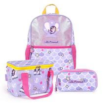 Conjunto 3 Peças Mochila Infantil, Estojo E Lancheira Mermaid Sparkle Milk&Moo