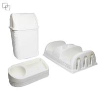 Conjunto 3 Peças Nitronplast: Escorredor de Louças, Porta Detergente e Lixeira de Pia em Rattan