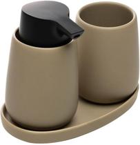 Conjunto 3 Peças para Banheiro de Cerâmica Oca Bege - Wolff