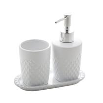 Conjunto 3 Peças para Banheiro de Cerâmica Summit Branco e Prateado 4615 Lyor Conjunto 3 Peças para Banheiro de Cerâmica Summit Branco e Prateado 4615 Lyor