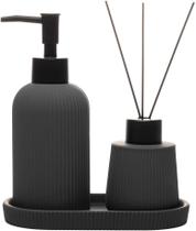 Conjunto 3 Peças para Banheiro Soft Touch Sketch Cinza Cerâmica - Wolff Conjunto 3 Peças para Banheiro Soft Touch Sketch Cinza Cerâmica - Wolff