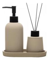 Conjunto 3 Peças para Banheiro Soft Touch Sketch Nude Cerâmica Conjunto 3 Peças para Banheiro Soft Touch Sketch Nude Cerâmica