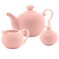 Conjunto 3 Peças para CHA de Porcelana Butterfly Rosa BON Gourmet 28744