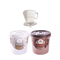 Conjunto 3 peças potes de rosca e suporte para filtro de café b3 - Plasutil