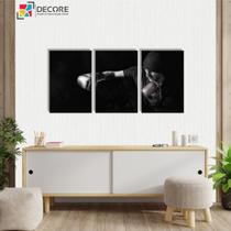 Conjunto 3 Peças Quadros Decorativos Boxe Branco E Preto