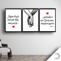 Conjunto 3 Peças Quadros Decorativos de Frases Para Casal Com Decoração Quarto Sala em PVC
