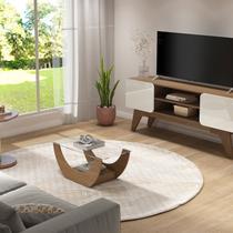 Conjunto 3 Peças Sala de Estar Mesa de Apoio Bel e Mesa de Centro Onda e Rack Duetto