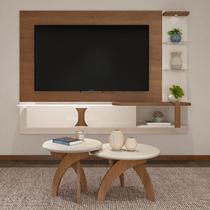 Conjunto 3 Peças Sala de Estar Mesa de Apoio e Mesa de Centro Jade e Painel Toronto