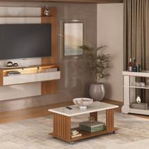 Conjunto 3 Peças Sala de Estar Mesa de Centro Mila e Carrinho Bar Rosé e Painel Matisse