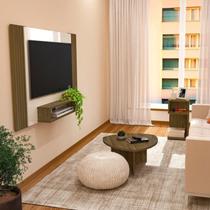 Conjunto 3 Peças Sala Estar Apoio Toy Mesa de Centro Delta e Painel Cine Marrom Pinho/Off White Conjunto 3 Peças Sala Estar Apoio Toy Mesa de Centro Delta e Painel Cine Marrom Pinho/Off White