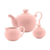 Conjunto 3 Peças Wolff Porcelana P/cha Butterfly Rosa 28744