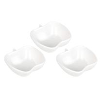 Conjunto 3 Petisqueira Mini Tigela Maça Porcelana Branco