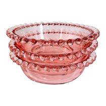 Conjunto 3 Petisqueiras Bowls em Cristal Rosa 14 x 5 cm Wolff