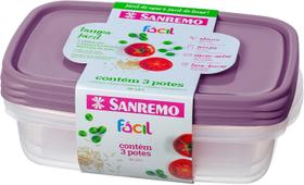 Conjunto 3 pote 1,8 Litros Sanremo com escala de volume e pegadores laterais