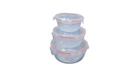 Conjunto 3 Pote Hermético Redondo Multiuso com Tampa Conjunto 3 Pote Hermético Redondo Multiuso com Tampa