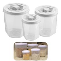 Conjunto 3 Pote Porta Mantimentos Alimentos Com Tampa Cozinha Armário - UZ1882 Uz