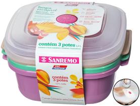 Conjunto 3 Potes 1,3 Litros Plástico Com Tampa Hermética Para Alimentos Freezer Geladeira Organização Multiuso