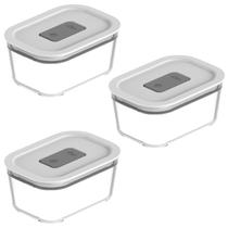 Conjunto 3 Potes 370ml Herméticos Fresh LockGeladeira Cozinha Microondas Organizadores Vidro Transparente C/ Tampa Conjunto 3 Potes 370ml Herméticos Fresh LockGeladeira Cozinha Microondas Organizadores Vidro Transparente C/ Tampa