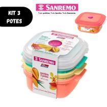 Conjunto 3 Potes 450ml Plasticos Fechamento Hermético Sanremo