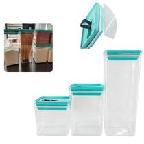 Conjunto 3 Potes Com Tampa Organizador Mantimentos Hermético