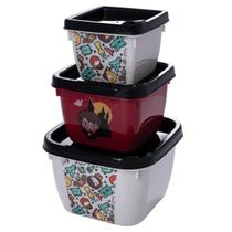 Conjunto 3 Potes Conect Quadrado Harry Potter 140 ml, 270 ml e 470 ml Plasutil