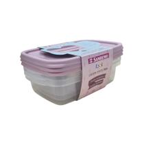 Conjunto 3 Potes de Plástico Marmita Sanremo 785ml - Rosa